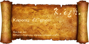 Kaposy Ágnes névjegykártya